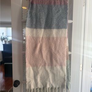 INC International Concepts Pastel Striped Fuzzy Scarf in Lilac, Blush & Cream